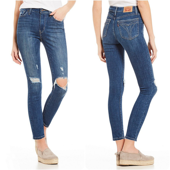 Levi's Denim - Levi's 721 High Rise Destructed Ankle Skinny Jeans